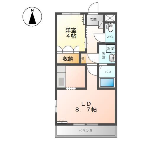 プレサス中浦B(1LDK/2階)の間取り写真