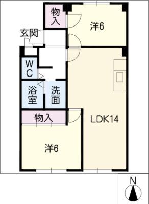 メゾンドール小島(2LDK/1階)の間取り写真