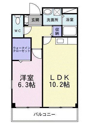 メルベーユフジワラII(1LDK/2階)の間取り写真