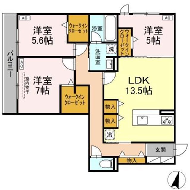 DIOSPERSIMMON長泉 II棟(3LDK/2階)の間取り写真