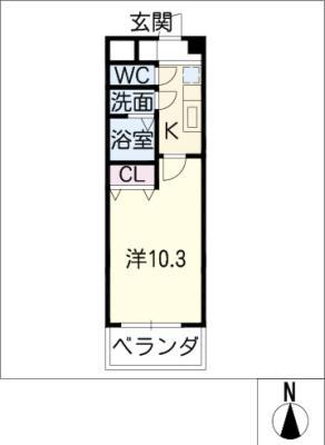 マメゾン24(1K/1階)の間取り写真