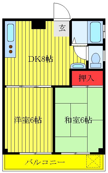 岳洋マンション(2DK/3階)の間取り写真