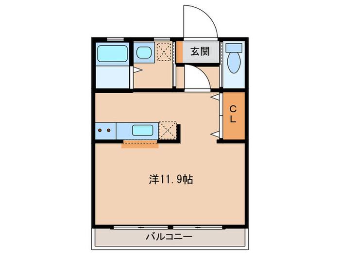 メタモルフォーゼ(ワンルーム/2階)の間取り写真