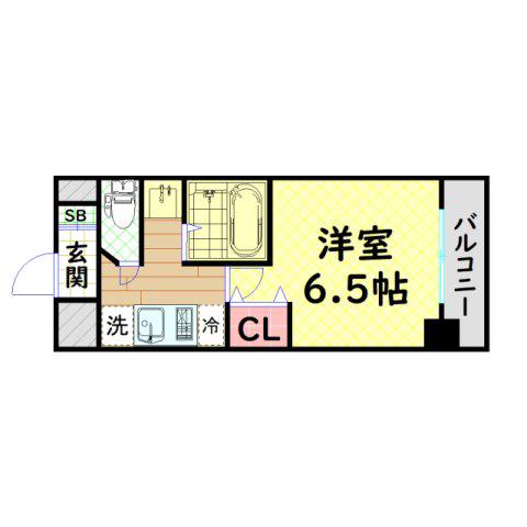 グランパシフィック難波南II(1K/7階)の間取り写真
