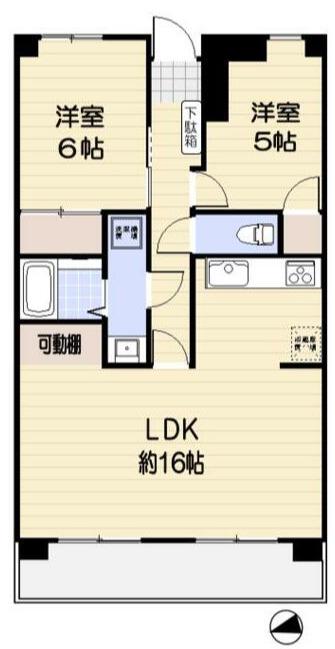 メゾングローリー(2LDK/1階)の間取り写真