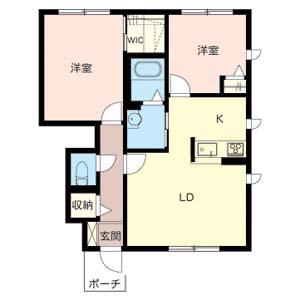 パルテール加古川(2LDK/1階)の間取り写真