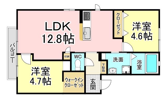 シャルマンM・Y(2LDK/2階)の間取り写真