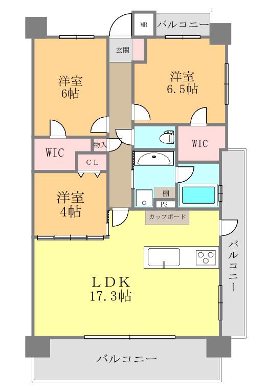 ラルステージ古川西(3LDK/11階)の間取り写真