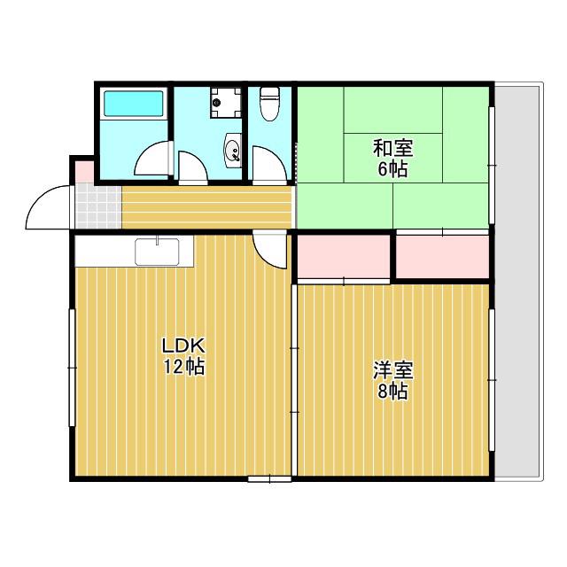 マンションユタカ(2LDK/2階)の間取り写真