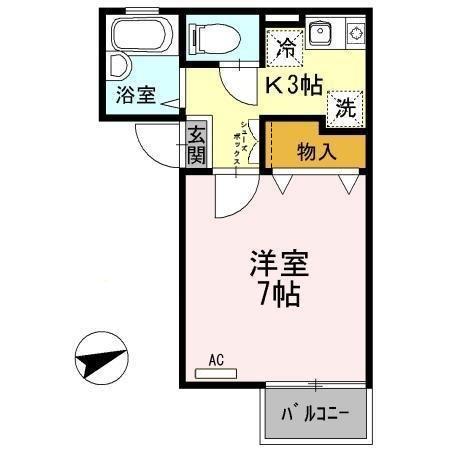 セジュール ローゼII(1K/2階)の間取り写真