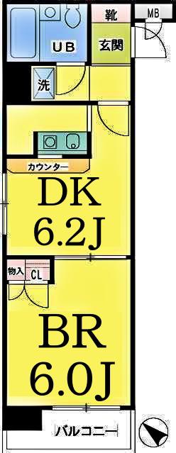 NICEアーバン横濱駅東館(1DK/5階)の間取り写真