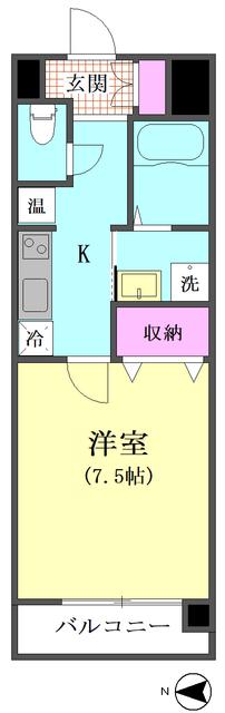 ボーブリアンあさひ(1K/4階)の間取り写真