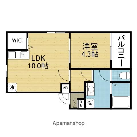 ハートウェル(1LDK/1階)の間取り写真