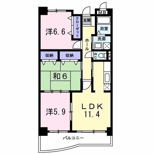 エクセルシオール(3LDK/2階)の間取り写真