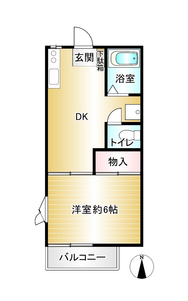 リエス戸塚下倉田(1DK/2階)の間取り写真