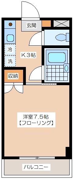 ファミール宮前橋(1K/4階)の間取り写真