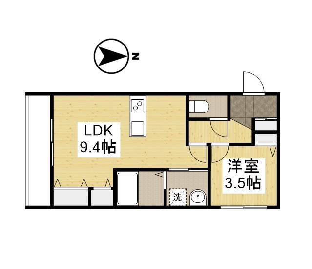 プランドール沖野上(1LDK/1階)の間取り写真