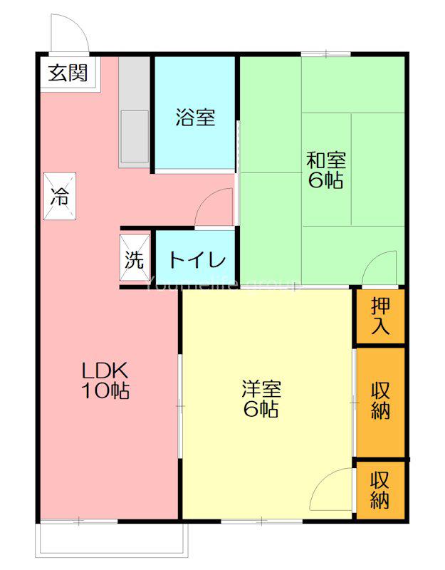 芦添ハイツ1号(2LDK/1階)の間取り写真