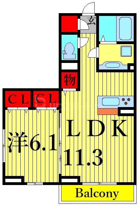 ヴェルドミールカシマII(1LDK/2階)の間取り写真