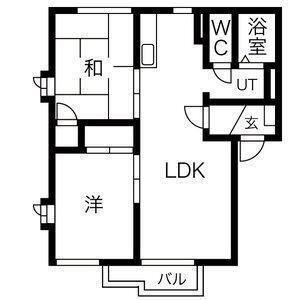 ビレッジ・ディナA(2LDK/1階)の間取り写真