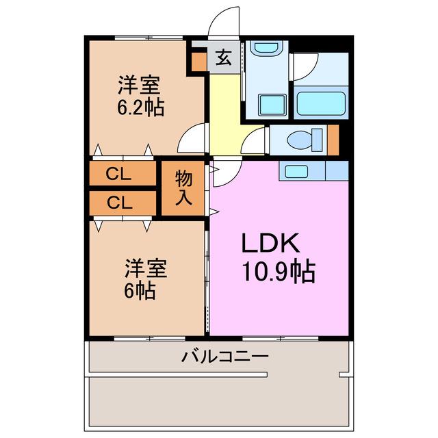 ヴィラージュ砂口(2LDK/1階)の間取り写真