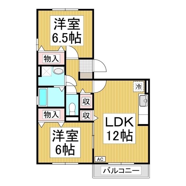 グランコスモ竹内(2LDK/1階)の間取り写真