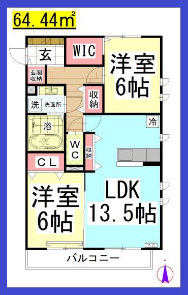 DL グラン レーヴ1(2LDK/2階)の間取り写真
