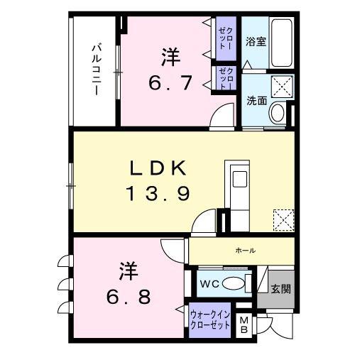 メゾン・ド・サンジュール(2LDK/2階)の間取り写真