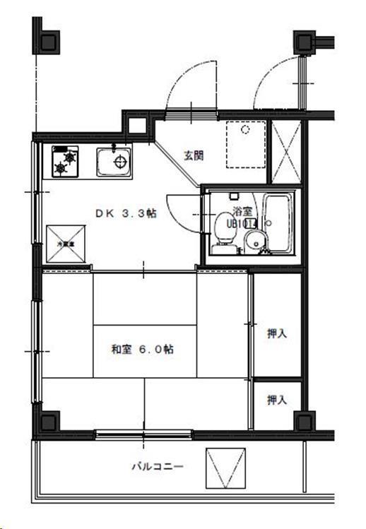 コーポラス原口(1DK/3階)の間取り写真