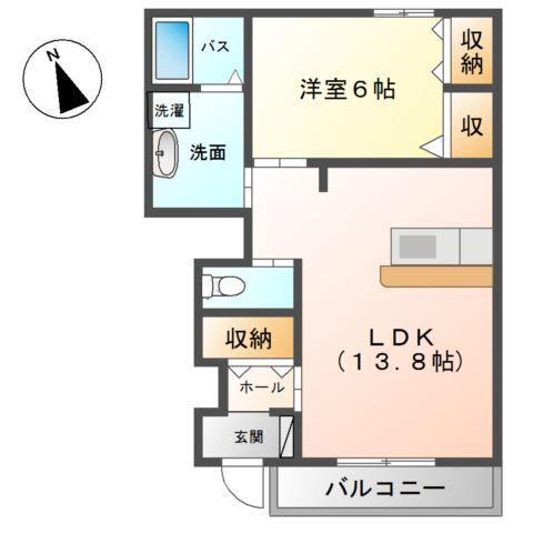 メゾン・アンソレイユ(1LDK/1階)の間取り写真