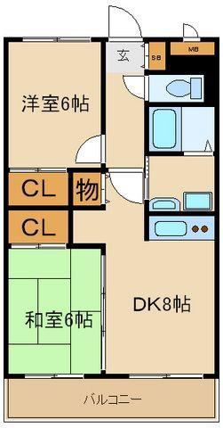 ダンデライアン鵠沼(2DK/1階)の間取り写真