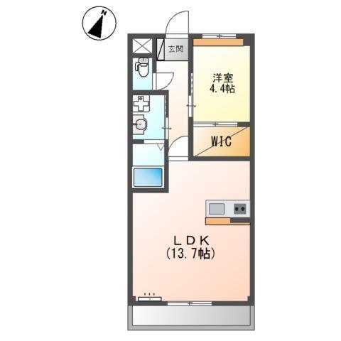 グランドフィルコース(1LDK/2階)の間取り写真
