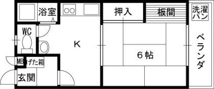 日之出荘苑A棟(1DK/1階)の間取り写真