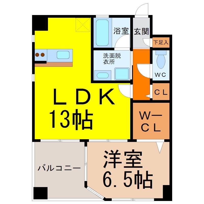 ESPOIRI(1LDK/9階)の間取り写真