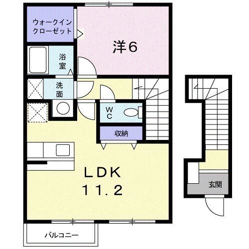 ノーススリー利平治 A棟(1LDK/2階)の間取り写真