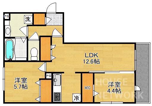 プルミエール上賀茂(2LDK/1階)の間取り写真