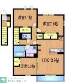 SOCIUS田無 100B(3LDK/2階)の間取り写真