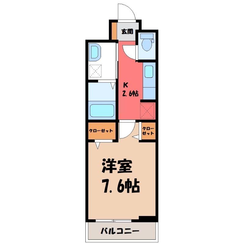 ヒカルサ熊谷サウス(1K/2階)の間取り写真