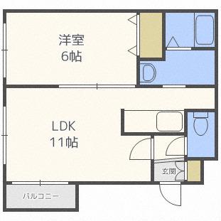 MTガーデン発寒南II(1LDK/2階)の間取り写真
