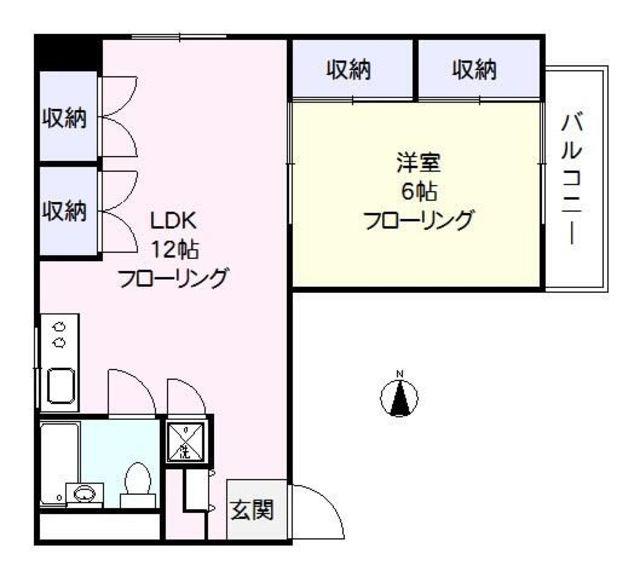 ルナハイツ蒲田(1LDK/2階)の間取り写真