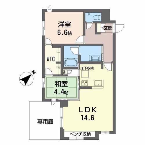 シャーメゾンGRANDE須磨離宮(2LDK/1階)の間取り写真