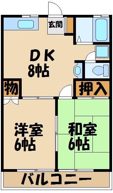 サンライズ東大和(2DK/1階)の間取り写真
