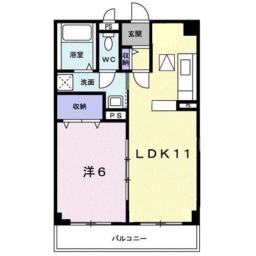 インフィニティ シバタ(1LDK/1階)の間取り写真