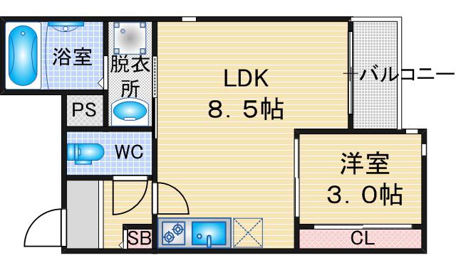 GRNDTIC D(1LDK/2階)の間取り写真