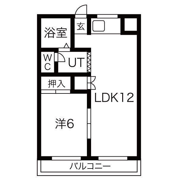 フラットイン(1LDK/4階)の間取り写真
