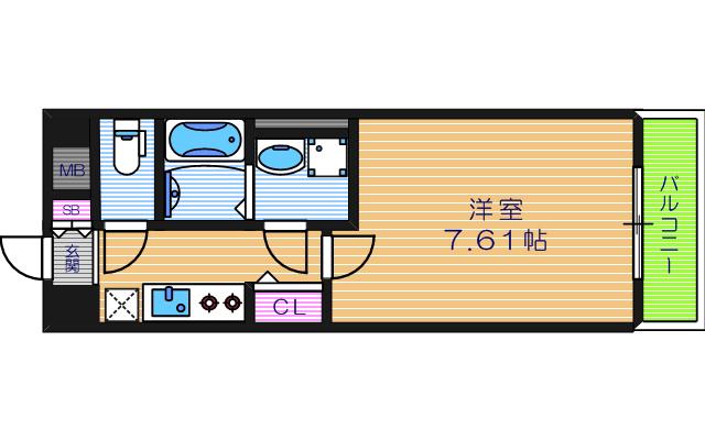 ウエンズ勝山(1K/2階)の間取り写真