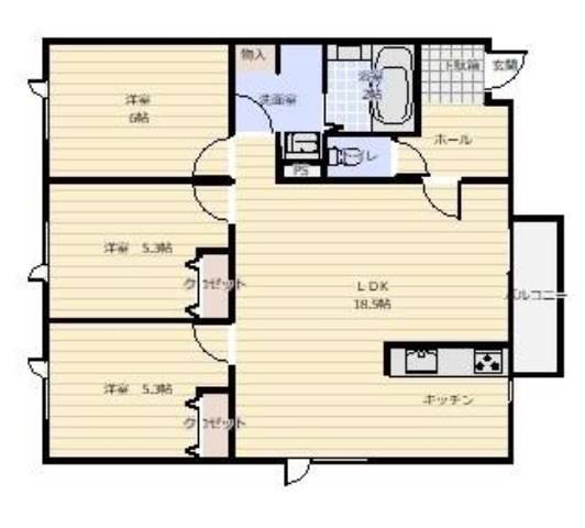タウンハウス西野参番館(3LDK/3階)の間取り写真