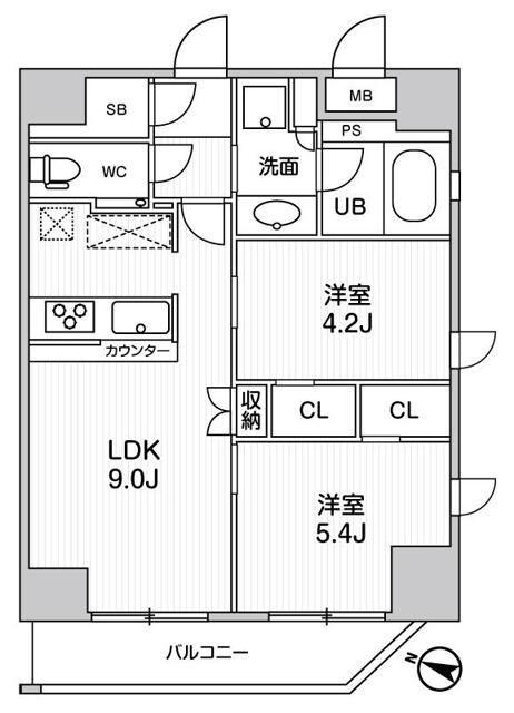 江戸川橋ステーションレジデンス(2LDK/11階)の間取り写真