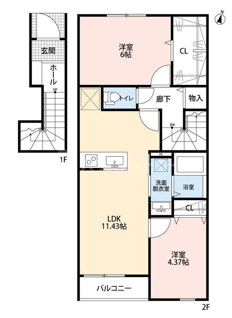 リーブルファイン足立辰沼(2LDK/2階)の間取り写真