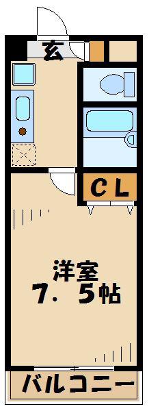 ルピナス5(1K/2階)の間取り写真